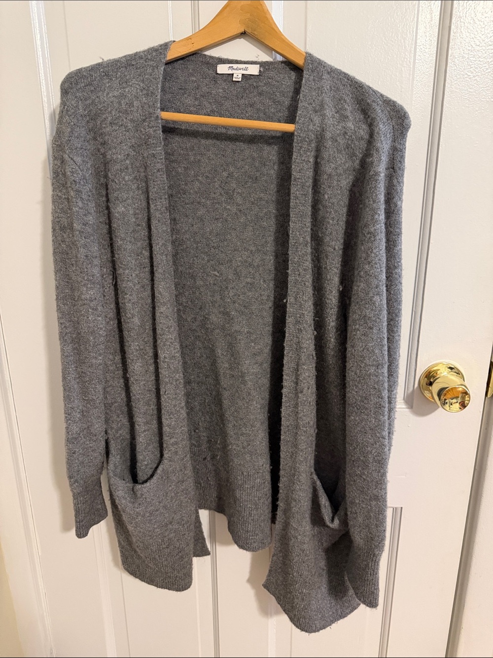 Madewell Charcoal Open-Front Pocket Cardigan